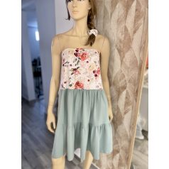 Virágos-fodros pamut-jersey ruha