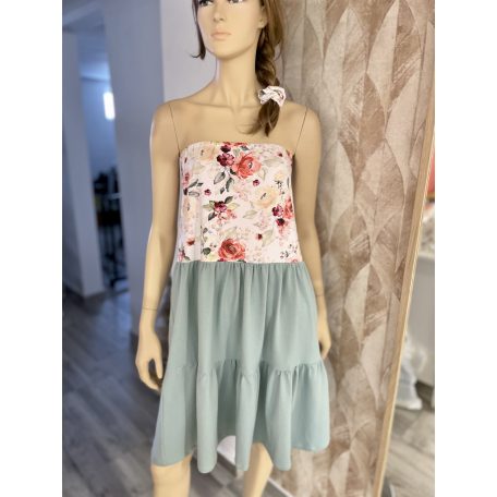 Virágos-fodros pamut-jersey ruha