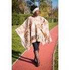 Barna-bézs mintás gyapjú poncsó