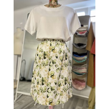 Levélmintás lenvászon szoknya